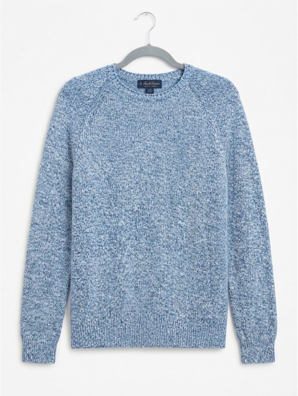 Brooks Brothers Men's Large Blue White Speckled Crewneck Sweater Supima Cotton